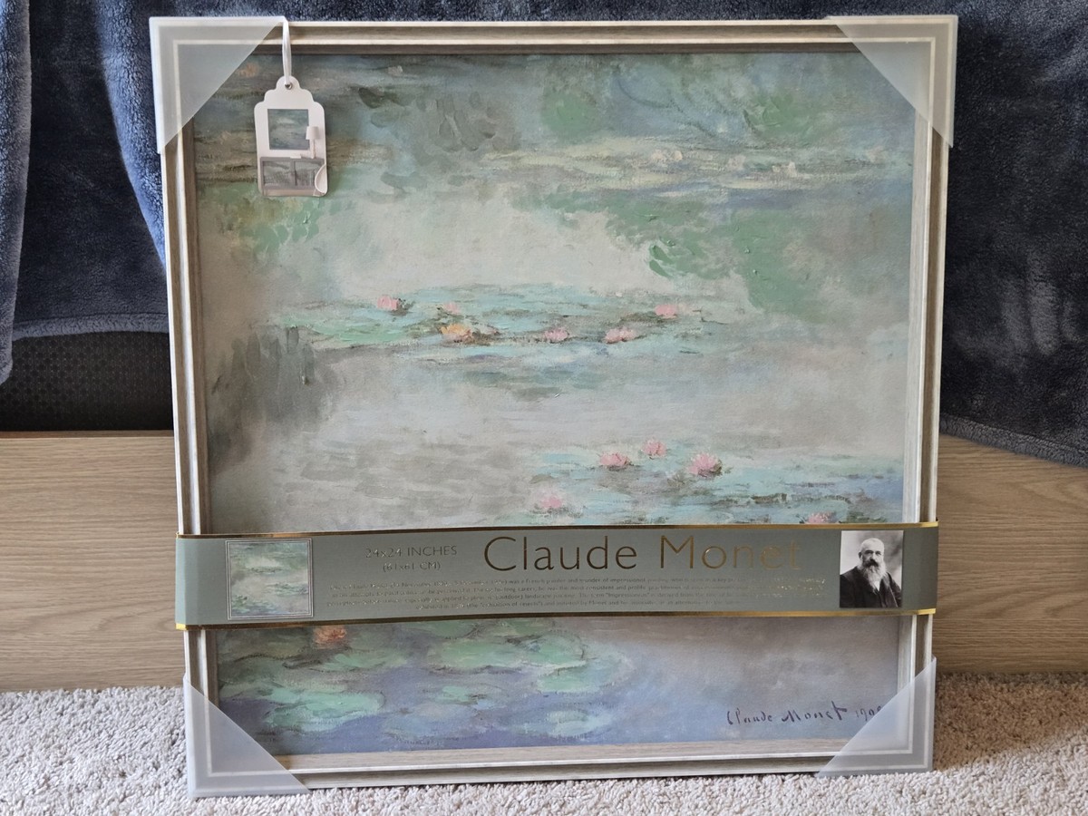 Claude Monet Water Lilies Canvas Framed Art Print Painting 24x24 TikTok Viral
