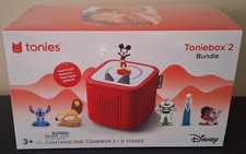 NEW TONIES DISNEY TONIEBOX 2 SUNSET RED AUDIO PLAYER BUNDLE WITH 6 TONIES