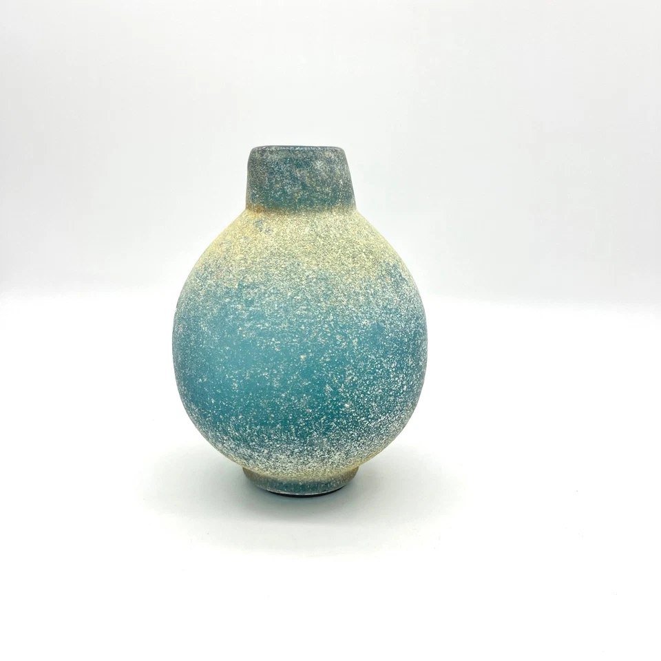 Jarrón de vidrio costal azul verde desgastado para Mercedes en forma de orbe redondo Foto 4 de 4