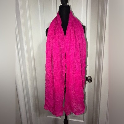 H&M Bright Pink Crinkled Scarf, accessories, hot pink light weight shawl
