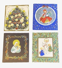 1950's Rynart Christmas Cards Lot of 4 Unused w/Envelope Chicago 4" x 4 1/2" MCM