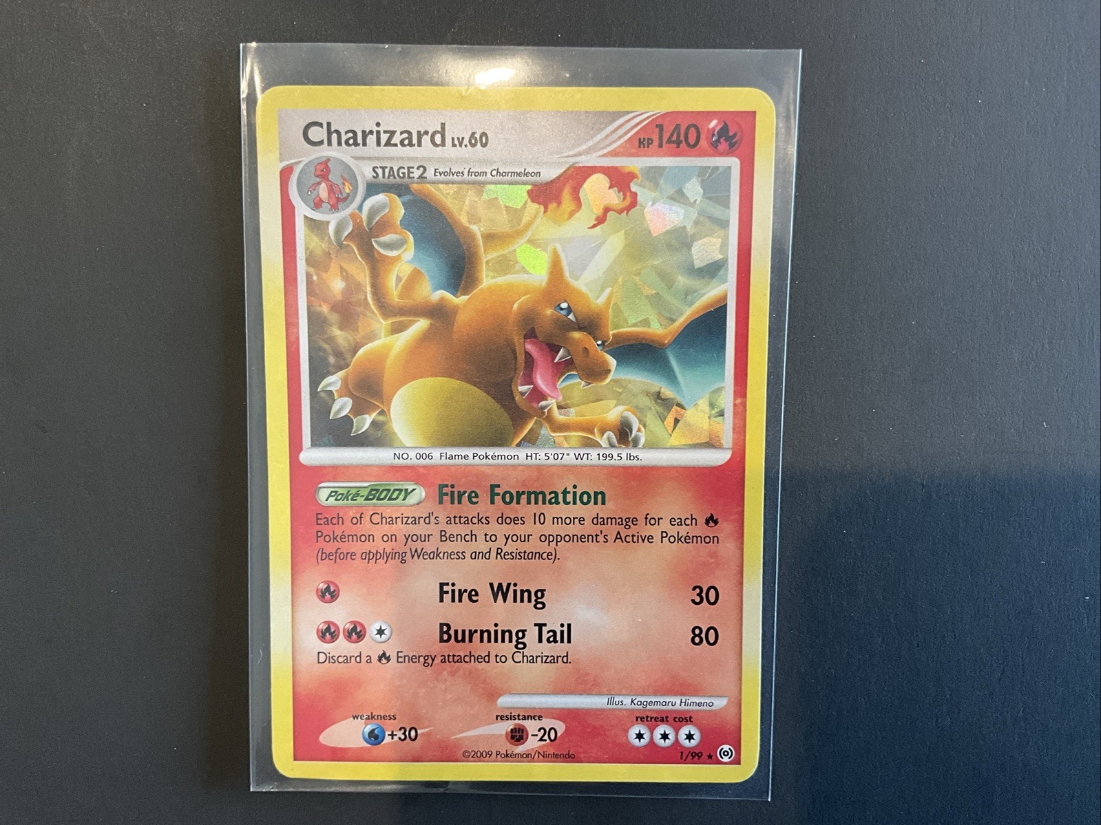 Pokémon TCG Charizard LV.60 Platinum Arceus Holo Rare Card 1/99 Ships Free