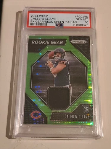 2024 PANINI PRIZM ROOKIE GEAR NEON GREEN PULSAR CALEB WILLIAMS ROOKIE RC PSA 10!