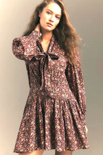 Anthropologie Love The Label Nelly Long-Sleeve Mini Dress Liberty Floral XS NWT