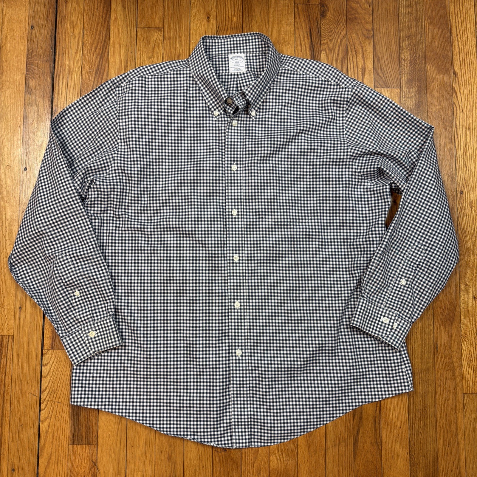Brooks Brothers Regent Shirt Mens 2XL The Original Polo Non Iron Gingham Blue