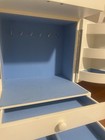 White Wood Jewelry Box w/ Mirror, Lined Blue Velvet Interior, 11 in, 25+ Pieces — photo 6