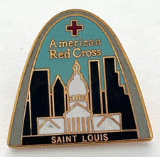 Vintage American Red Cross Arch Saint Louis City Skyline Lapel Pin