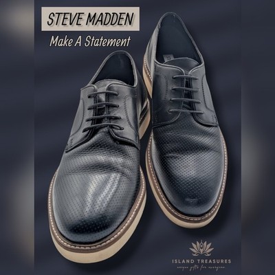 Steve Madden Whitby Derby Size 11.5D Black Leather Round Toe Lace Up Shoes