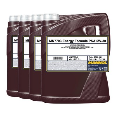 MANNOL 7703 Energy Formula PSA 5W-30 Motoröl, 4x5 Liter