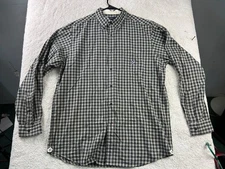 Cremieux Casual Button-Down Shirt Men's Black White Large Cotton