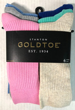 Gold Toe Socks Men Size 6-12.5  Stanton Crew  Dress Socks 6 Pairs Multi-Color