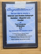 Toni Fernandez Topps Chrome Auto Redemption Rookie RC /75