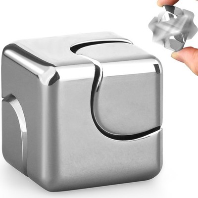 Fidgets Infinity Cube Toy Fidget Spinner Focus 2 in 1 1.06 inches, Silver 