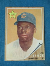 1962 TOPPS MLB #387 LOU BROCK ROOKIE CARD HOF. rookie card picture