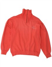 CHAMPION Womens Zip Neck Sweatshirt Jumper UK 14 Medium Red Cotton YR03