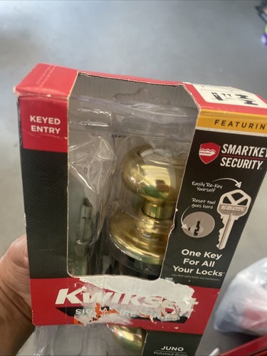 KWIKSET Door Knob Keyed Entry w/ Microban Polished Brass 97402-734 - Picture 5 of 7