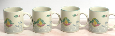 Studio Nova Barrier Reef Mug Coffee Cup Tropical Fish Ocean 3 3/4'' Tall Set (4)