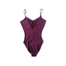 90s Burgundy Danskin Leotard Bodysuit S/P V-Neck