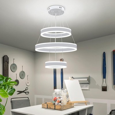O'NEELDY Modern LED Chandeliers Adjustable Hanging White Pendant B0DR7Z7MFB.