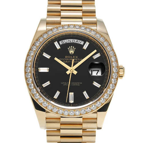Rolex Day-Date 40 228348RBR 40mm Yellow Gold Black Wristwatch ...