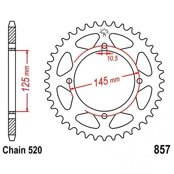 Kettenrad Stahl 39-ZäHne 520-Teilung FüR Yamaha Xtz 660 H Tenere Bj. 1991-1998-image