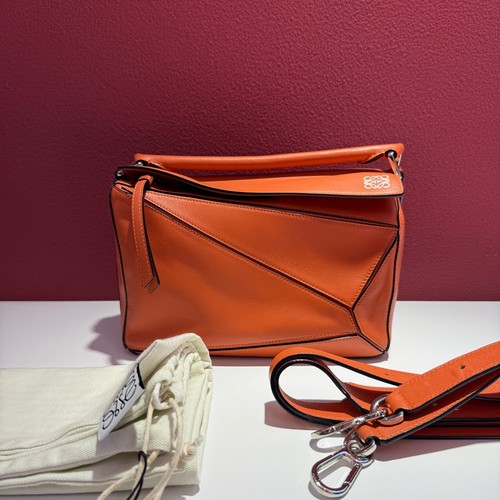 LOEWE Puzzle Small Orange Calfskin Leather 3 Way Crossbody Bag Duty Paid