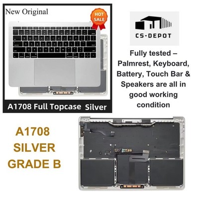 GENUINE MacBook Pro 13 2016 17 A1708 Top Case Keyboard Touchpad Battery Silver B