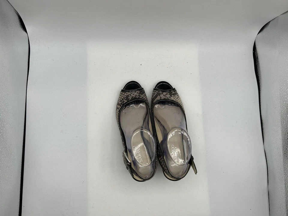 Tacones Franco Sarto para mujer talla 7,5 blancos negros imitación piel de serpiente L525 Foto 3 de 4