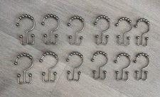 Set of 12 Stainless Steel Roller Ball Shower Curtain Hooks