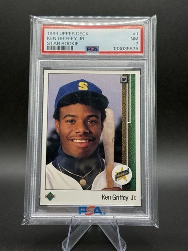 1989 Upper Deck Star Rookie #1 Ken Griffey Jr Seattle Mariners RC HOF PSA 7