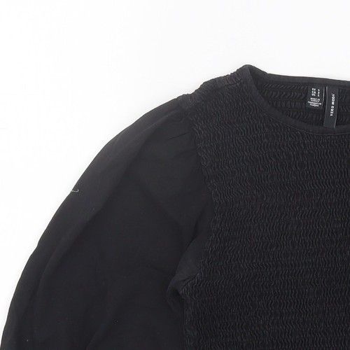 Vero Moda Black Jersey Blouse Women S Crew Neck - Picture 4 of 12