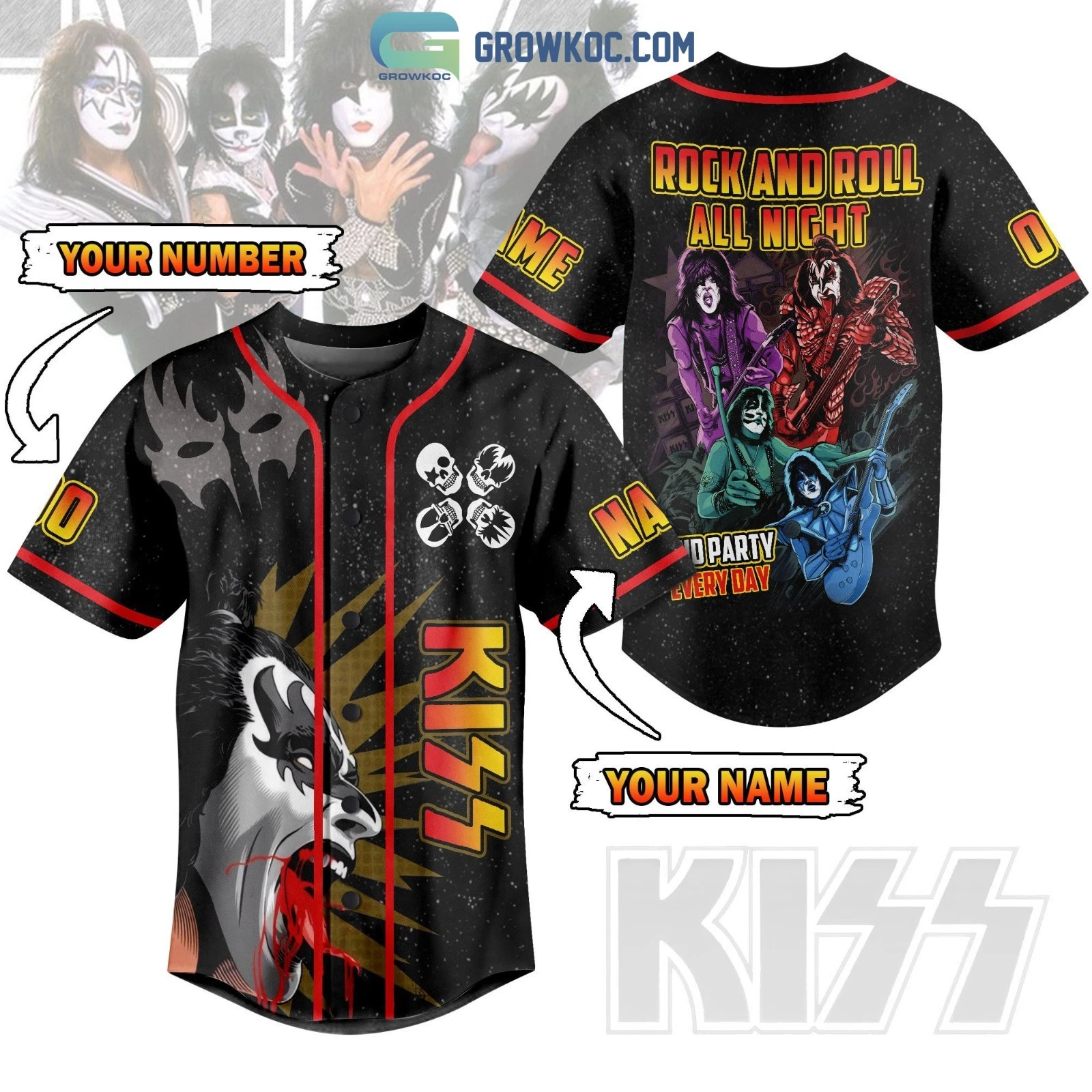 Kissmass Rock And Roll All Night Personalized Baseball Jersey UB149