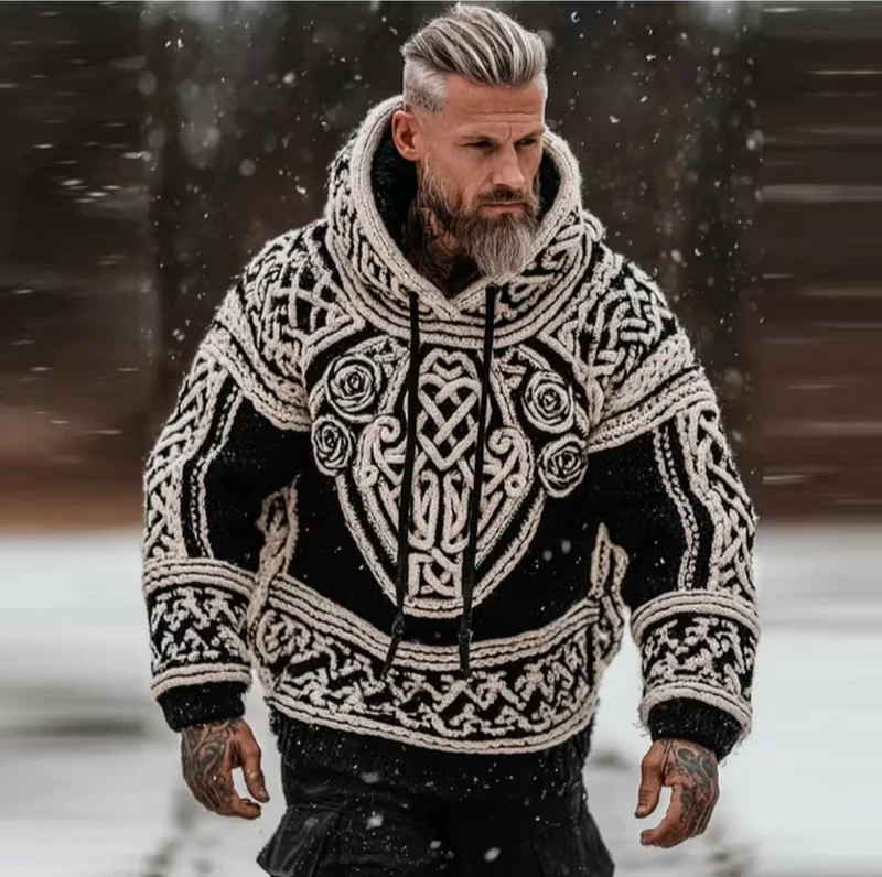 Men's Western Aztec Sweatshirts Pullover Hoodie COWBOY COZY BIG SIZE 5XL