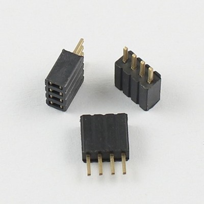 5Pcs Gold Plated 1.27mm Pitch Single Row Female 4 Pin Header Strip PH:4.6mm *mn
