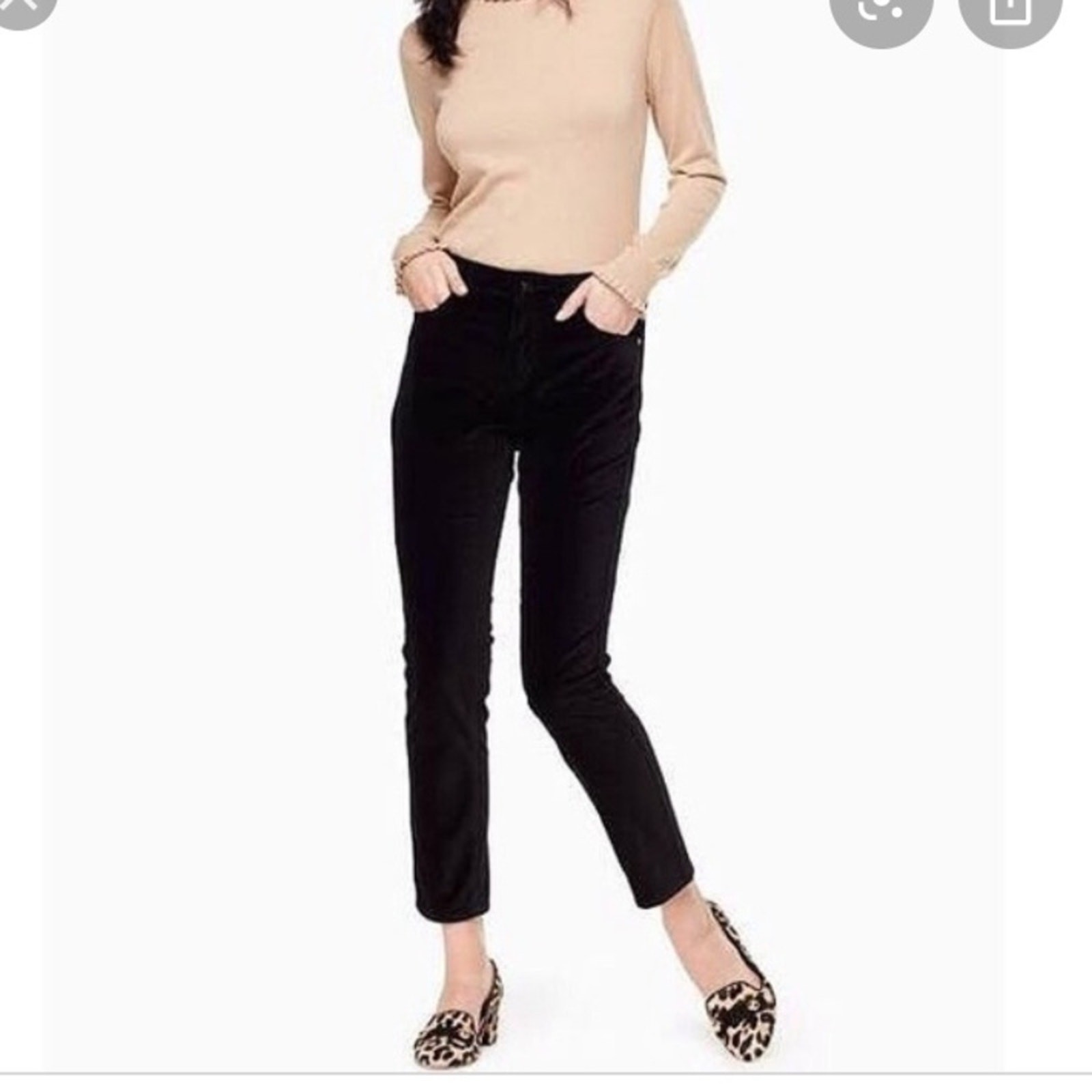 Kate Spade Broome Street Black Velveteen Pants NWT Womens 24 Velvet Ankle Jeans thumbnail 2