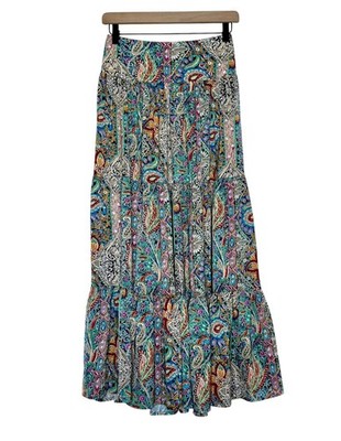 Natural Life XS Hanna Floral Tiered Convertible Maxi Skirt Boho Peasant Hippie