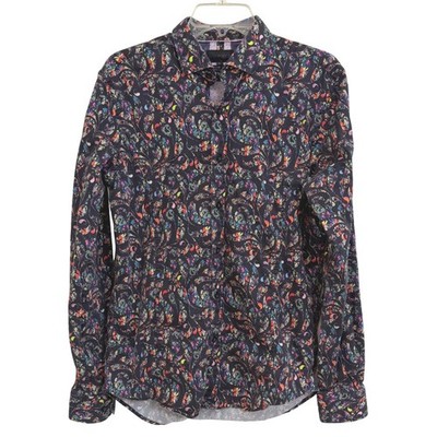 Eight X Premium Slim Fit Button Down Shirt Mens L Multi Color Paisley Buckle EUC