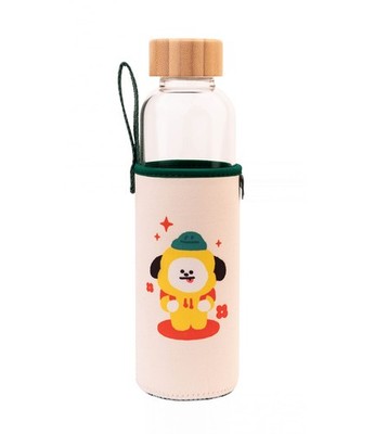 BT21 Chimmy Glasflasche - Fassungsvermögen 50 cl, mit Bambusverschluss