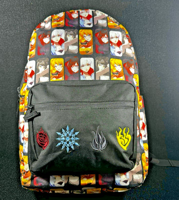 RWBY Official Rooster Teeth Backpack Embroidered Anime School Book Bag Black
