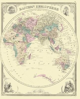 Historic Map - Eastern Hemisphere - Baskin 1876 - Vintage Wall Art