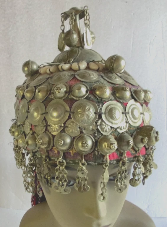 Gorra Tribal Ceremonial - Tocado de Boda Turcomano Afgano Vintage Disfraz Étnico Foto 4 de 4