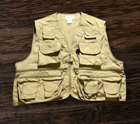 Ausable Khaki Fly Fishing Vest Tan Cotton Mens XXL