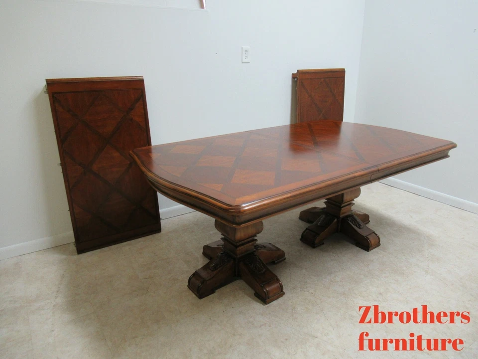 Ethan Allen Tuscany French Louis XV Pedestal Dining Room Table Conference Banque - Image 2 of 4