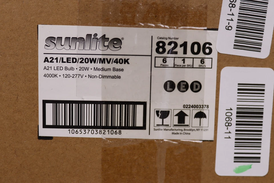 Sunlite LED A21 Light Bulb 20 Watts (150W Equivalent) Medium E26 Base 6-Pack - Image 4 of 4