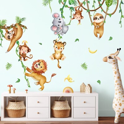Amaonm Removable Koala Lion Monkey Climbing Plants Vines Wall Decal DIY Anima...