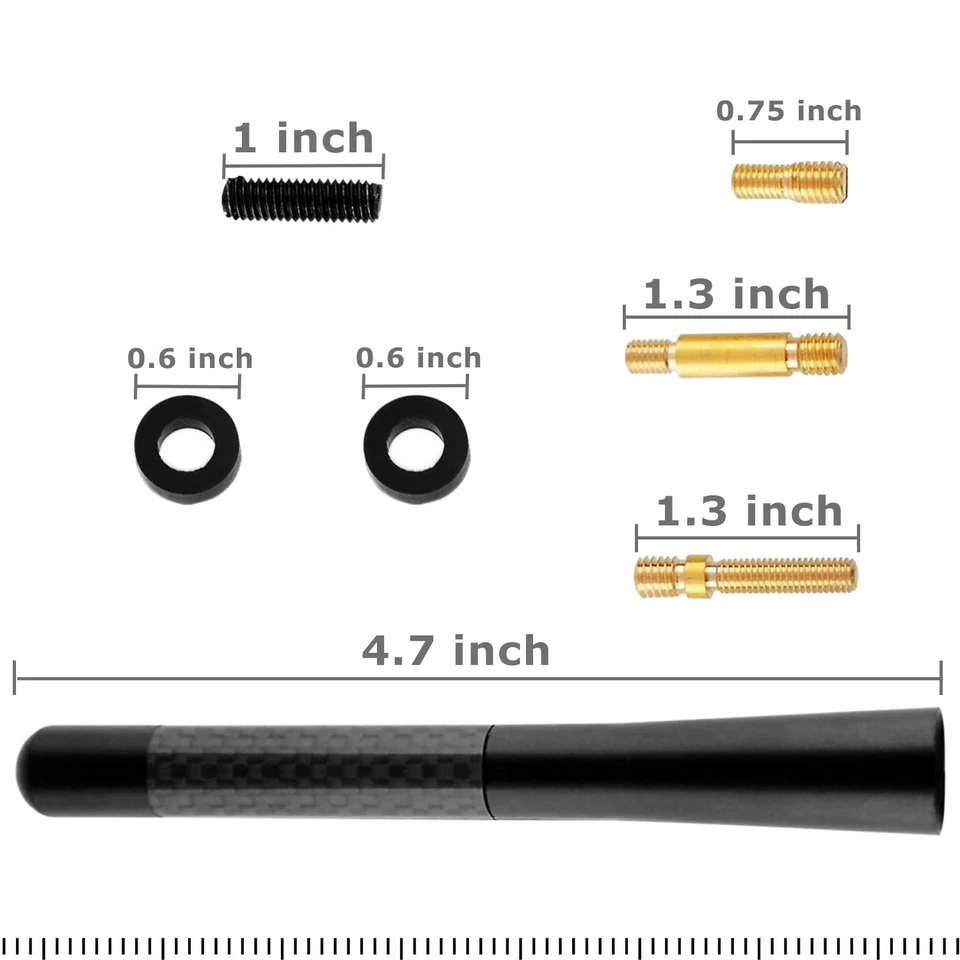 Universal Car Auto FM AM Radio Antenna Aerial Aluminum Alloy Carbon Fiber 4.7" - Image 4 of 4