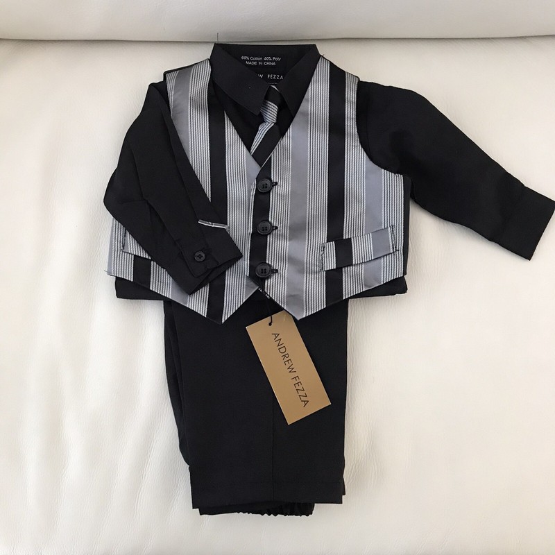 Andrew Pezza Baby body Suit boys formal Tuxedo  6-9M