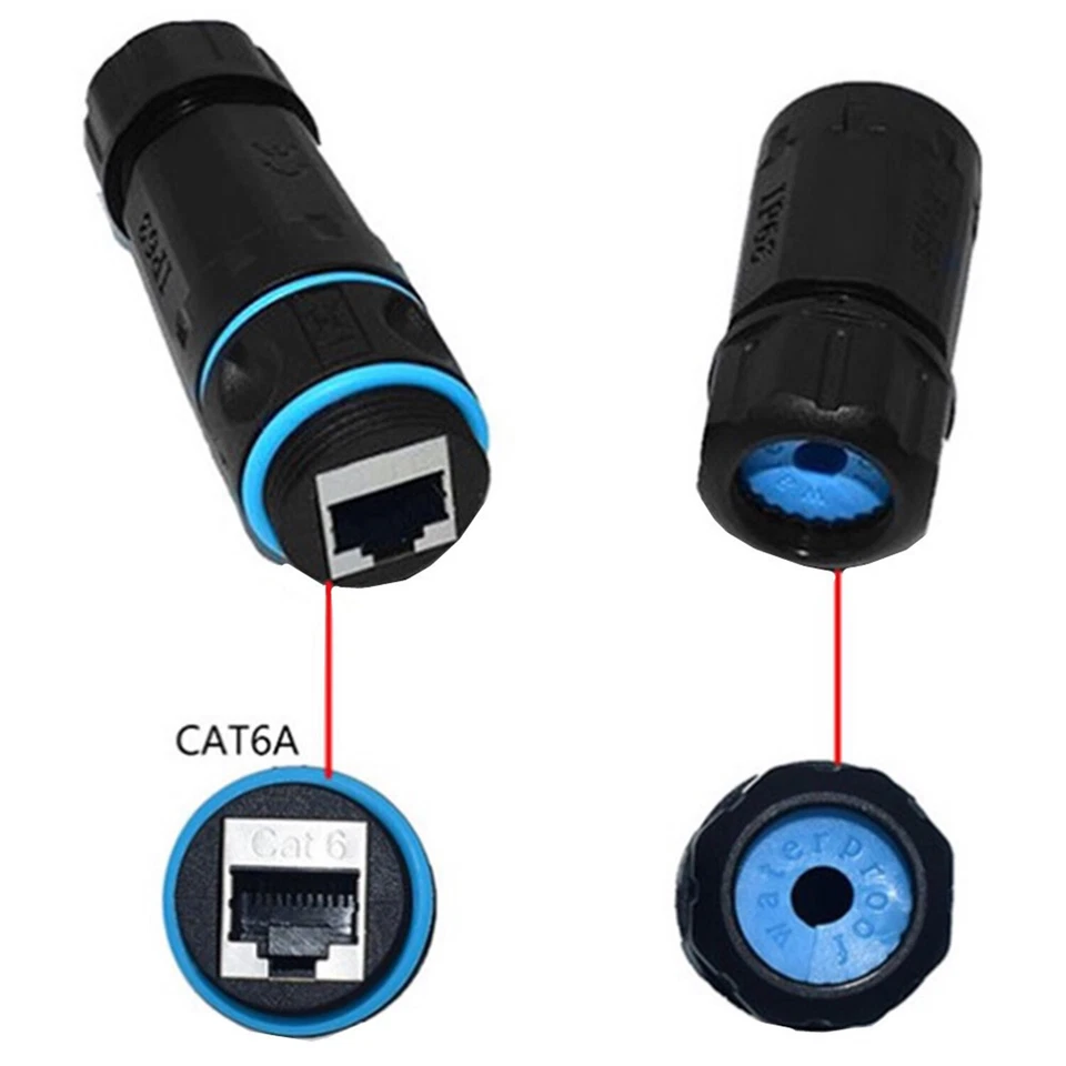 2x Waterproof RJ45 Shielded Female Jack Ethernet IP68 Outdoor LAN Cat6 Connector - Image 4 of 4