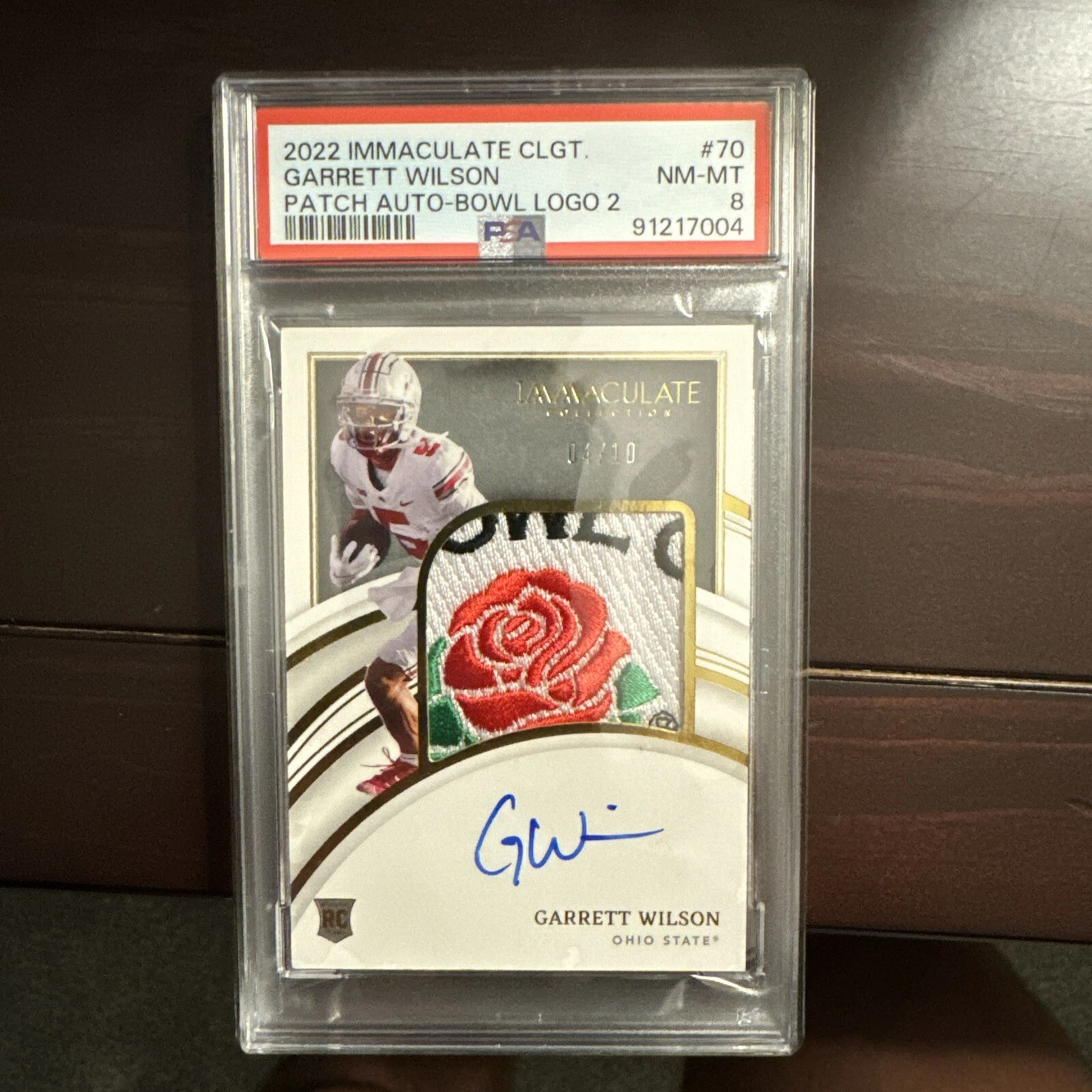 Garrett Wilson Panini Immaculate Collection Collegiate #70 Patch Autograph-Bowl Logo 2