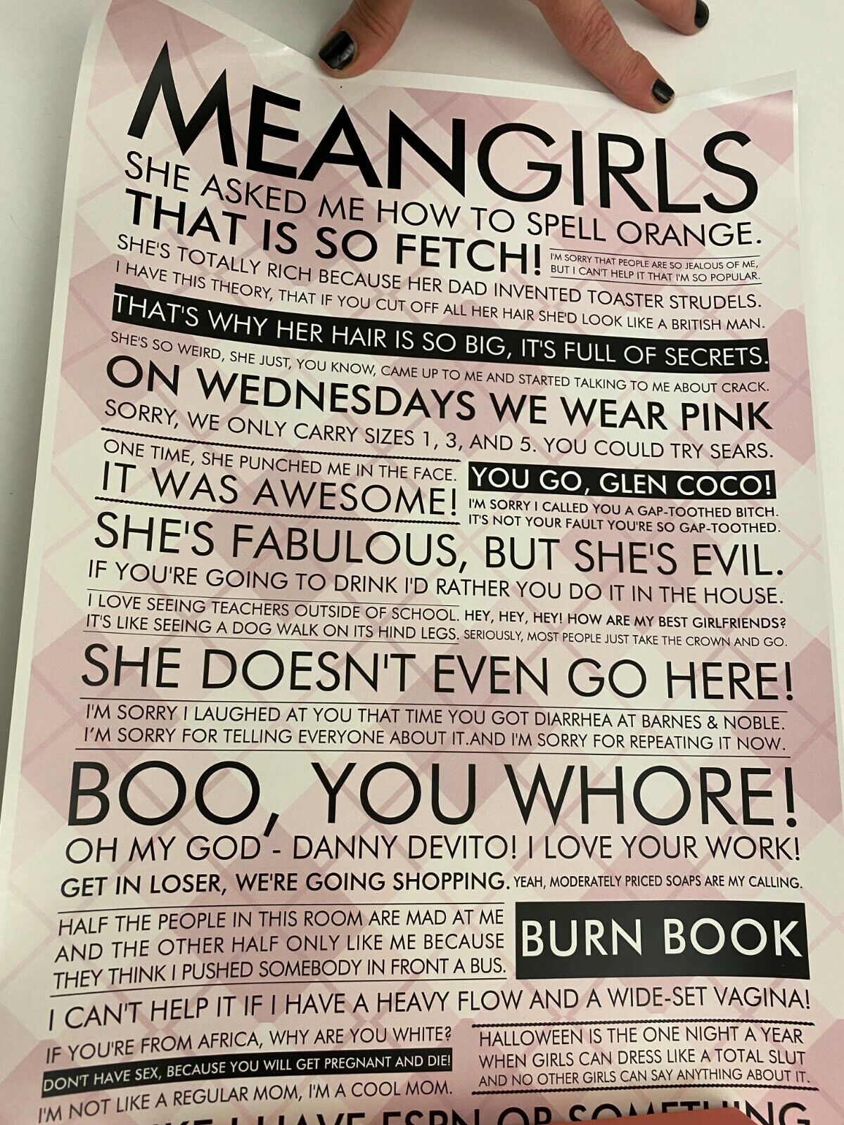 Mean Girls Quotes POSTER 17 x 11 picture